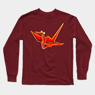 Red googly eyes paper crane Long Sleeve T-Shirt